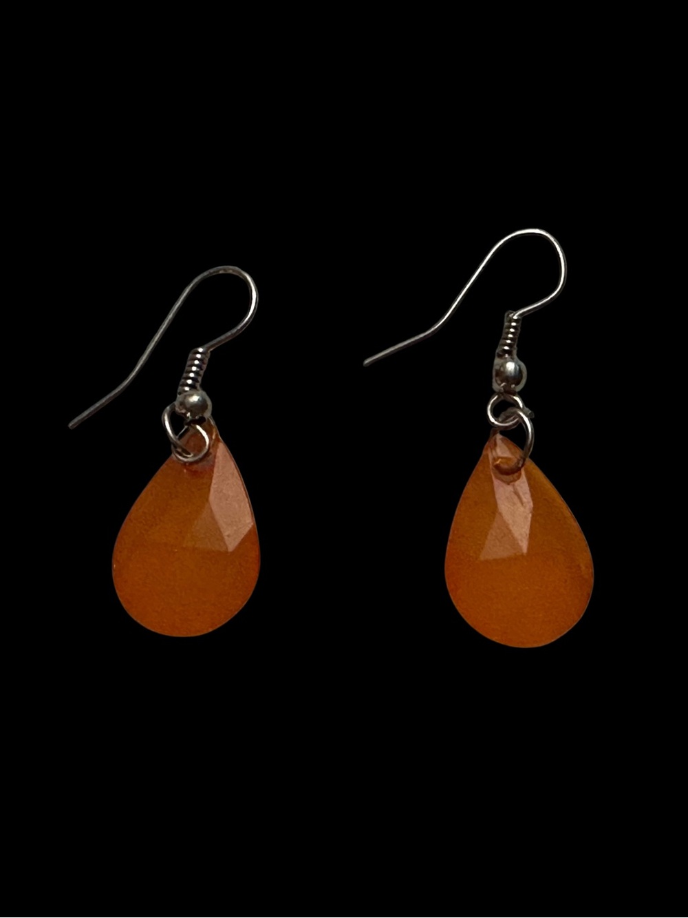Faceted Orange Teardrop Dangle Earrings - Unbranded